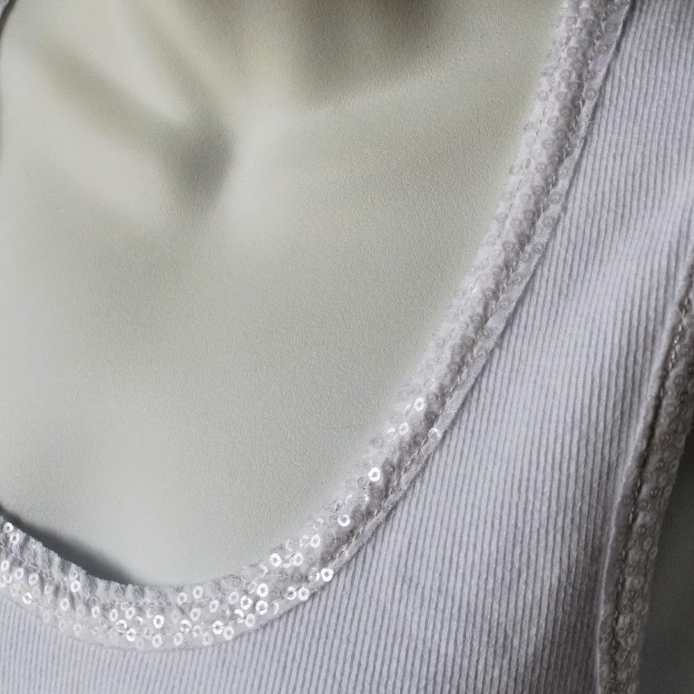 Soft Surroundings Sequined White Basic Tank Top - image 7